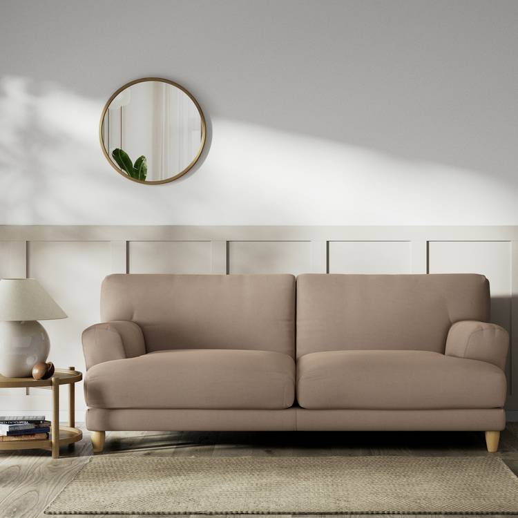 Habitat Askem Fabric 3 Seater Sofa - Biscuit - Ash Leg 0