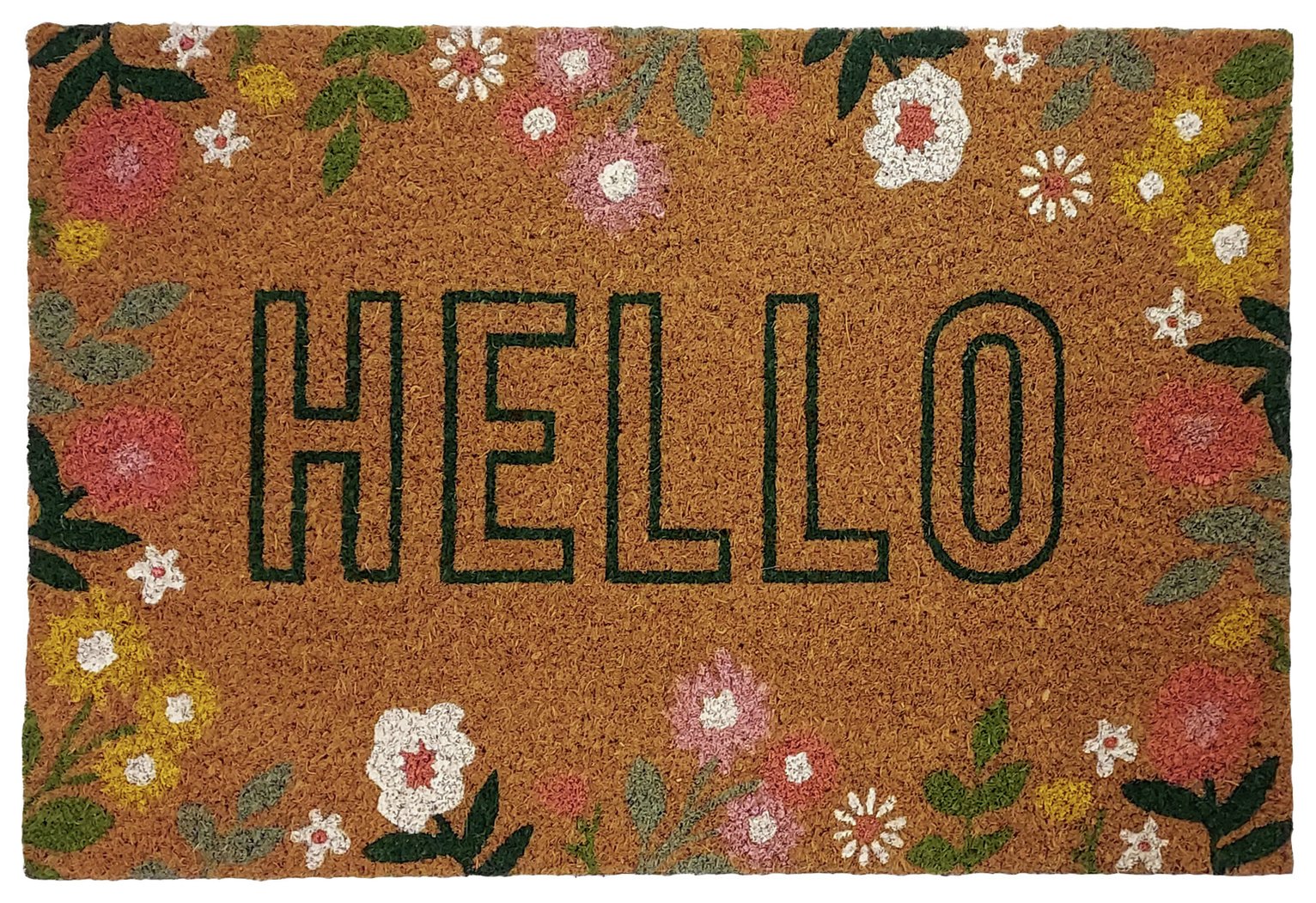 Mighty Mats Floral Natural Short Pile Doormat - 60x40cm