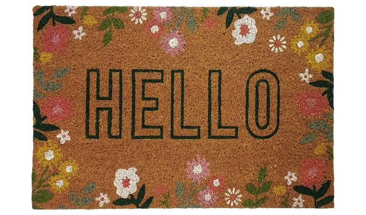 Buy Mighty Mats Floral Natural Short Pile Doormat - 60x40cm | Door mats ...