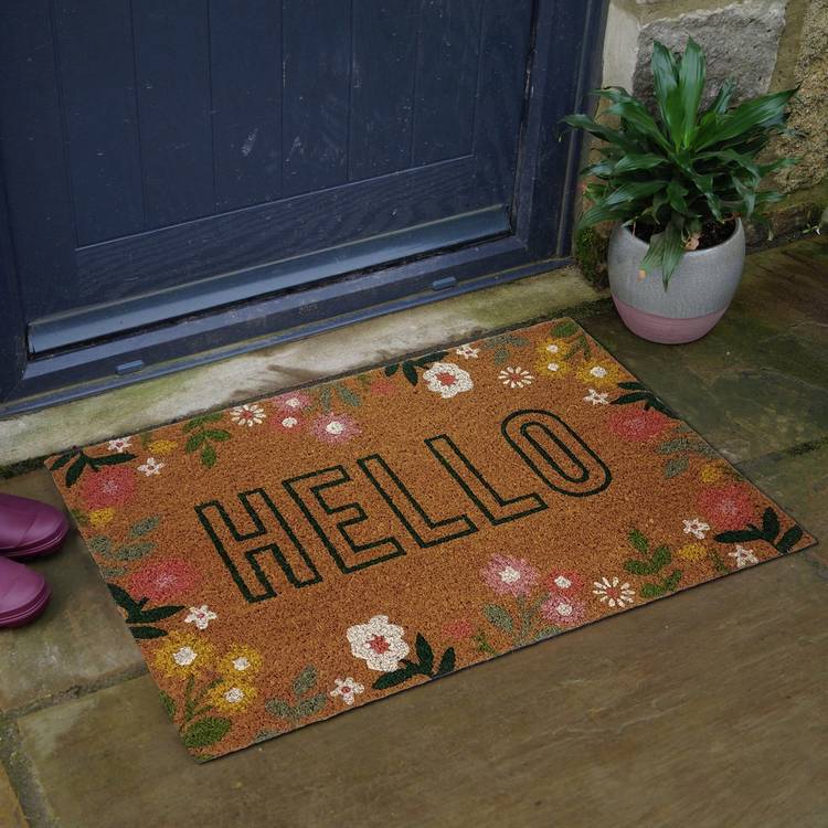 Mighty Mats Floral Natural Short Pile Doormat - 60x40cm 0