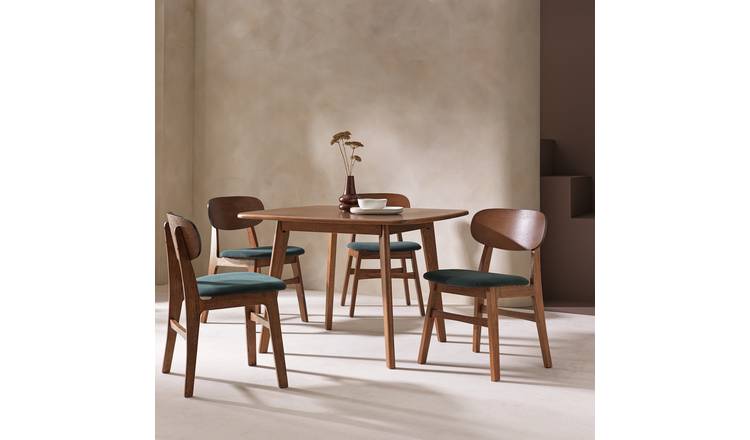 Habitat x Scion Esala Pair of Fabric Dining Chairs - Walnut