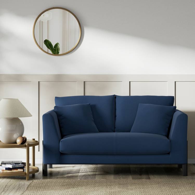 Habitat Aston Fabric 2 Seater Sofa - Navy Blue - Black Leg 0