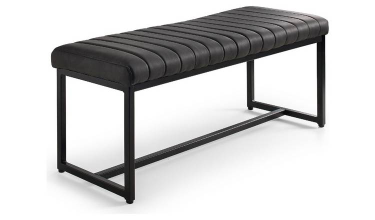 Julian Bowen Soho Faux Leather Dining Bench - Charcoal