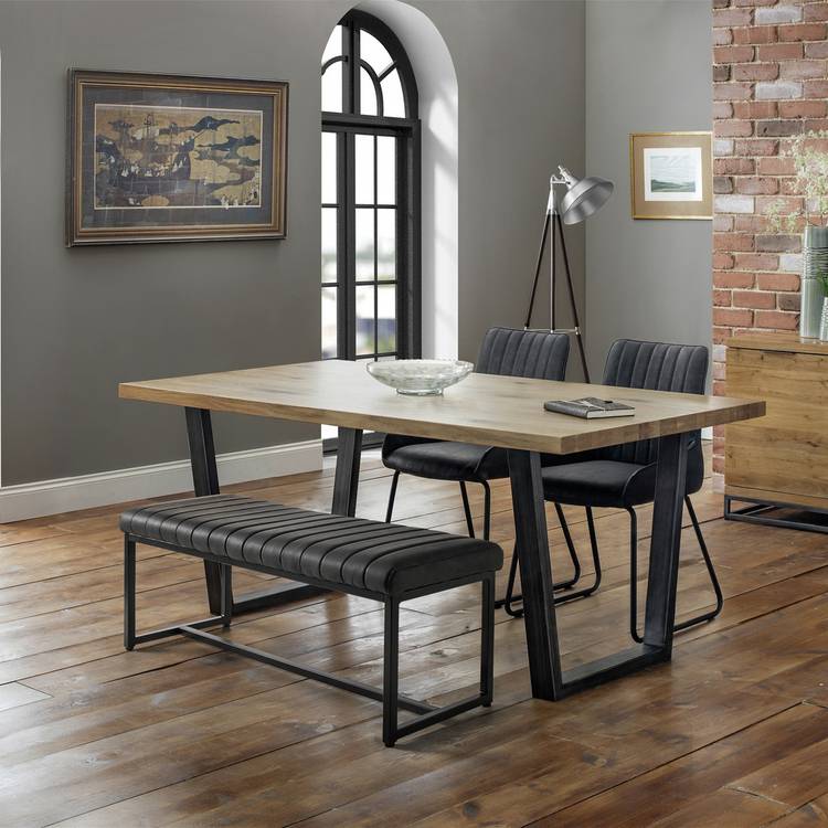 Julian Bowen Soho Faux Leather Dining Bench - Charcoal 0