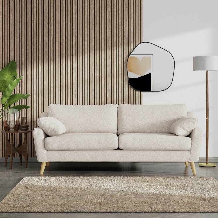 Habitat Ivor Fabric 4 Seater Sofa - Natural - Ash Leg 0