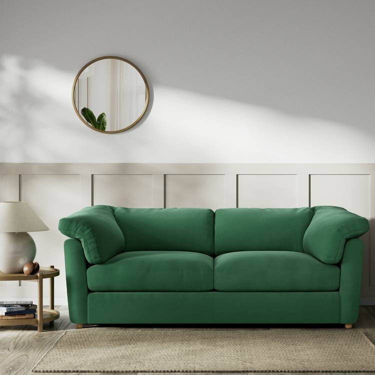 Habitat Wynn Fabric 3 Seater Sofa - Green - Ash Leg 0
