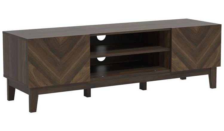 GFW Herringbone 2 Door TV Unit - Walnut