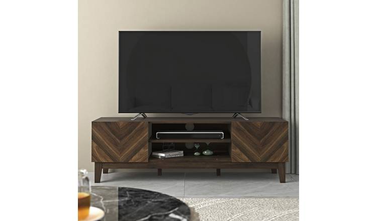 GFW Herringbone 2 Door TV Unit - Walnut