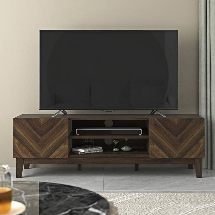 GFW Herringbone 2 Door TV Unit - Walnut 0