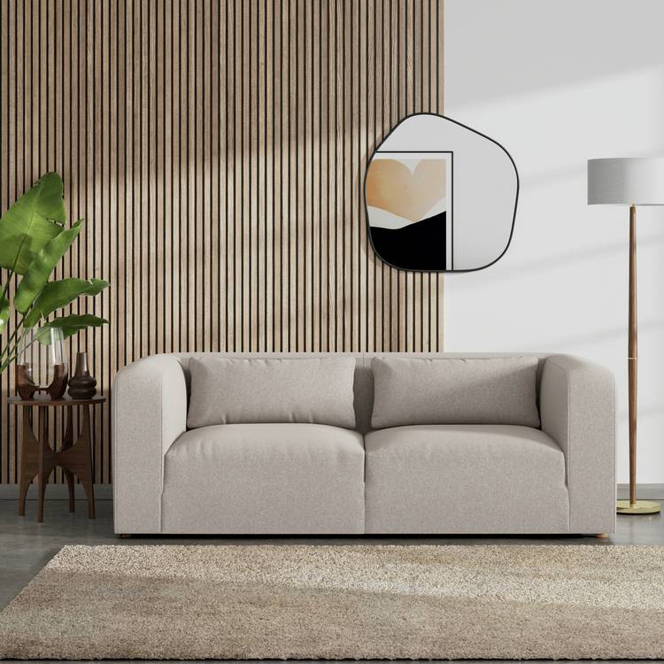 Habitat Lars Fabric 3 Seater Sofa - Stone - Ash Leg 0