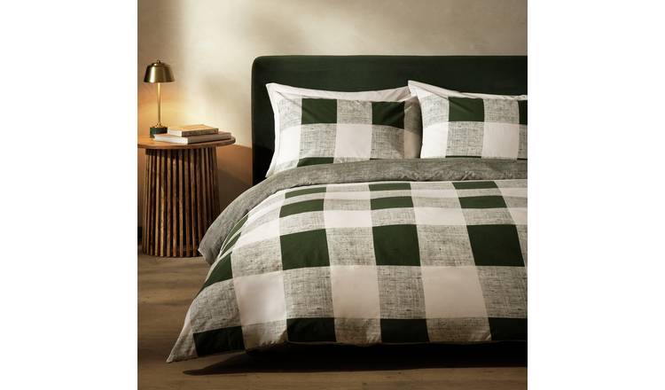 Habitat Large Gingham Green Bedding Set - Single