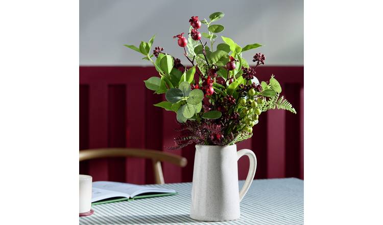 Argos Home Artificial Rosehip Berries & Fern in Ceramic Pot