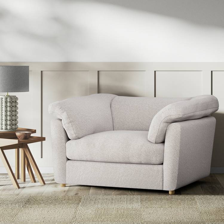 Habitat Wynn Fabric Cuddle Chair - Natural - Ash Leg 0