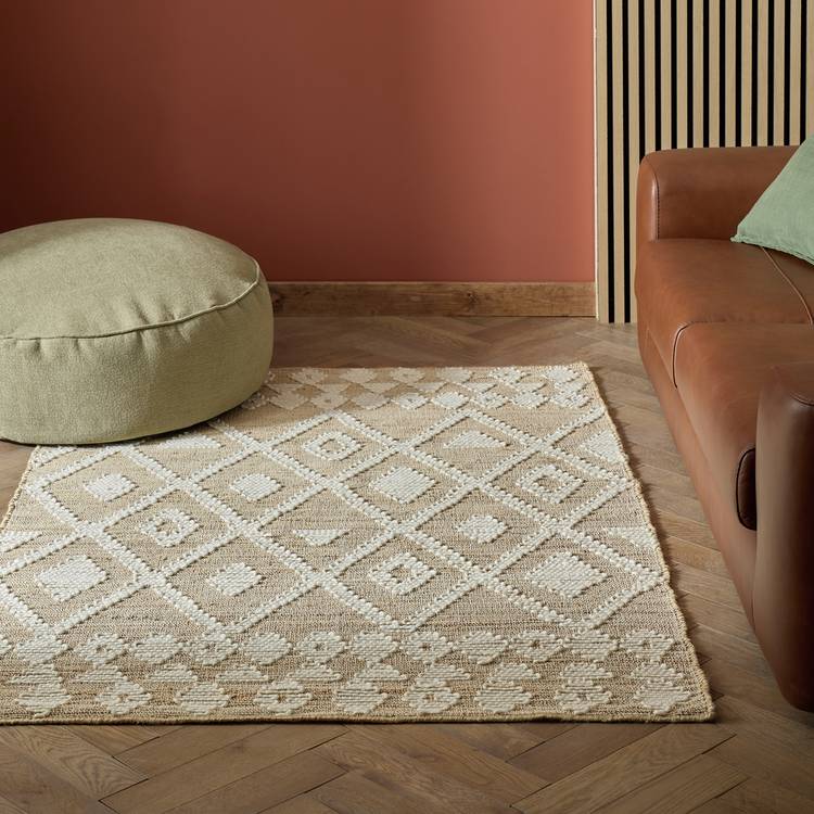 Habitat Woven Aztec Neutral Jute Flatweave Rug - 170x120cm 0