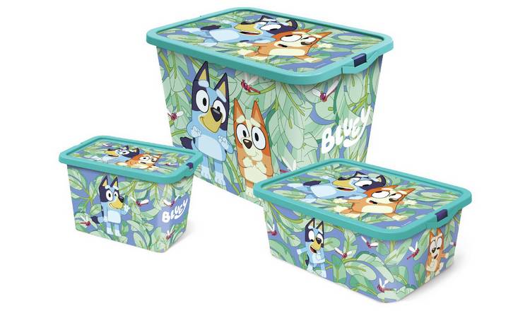 Bluey Set of 3 Mixed Storage Boxes with Lid - Blue
