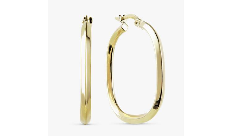 Revere 9ct Yellow Gold Square with Round Edge Hoop Earrings