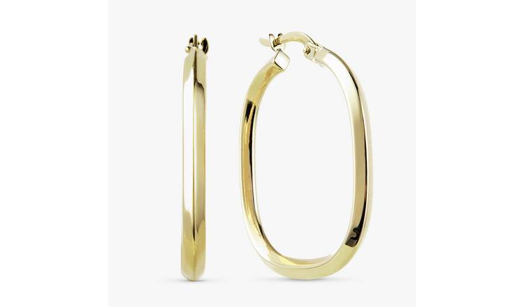 Revere 9ct Yellow Gold Square with Round Edge Hoop Earrings