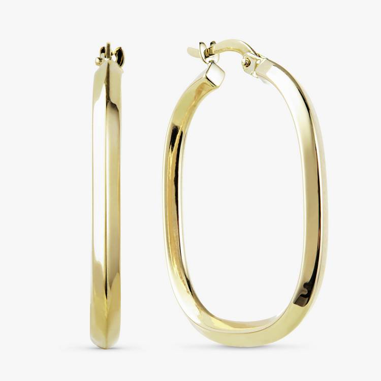 Revere 9ct Yellow Gold Square with Round Edge Hoop Earrings 0