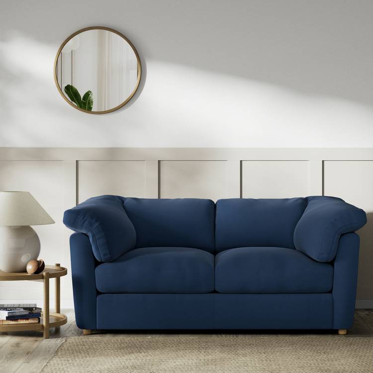Habitat Wynn Fabric 2 Seater Sofa - Navy Blue - Ash Leg 0