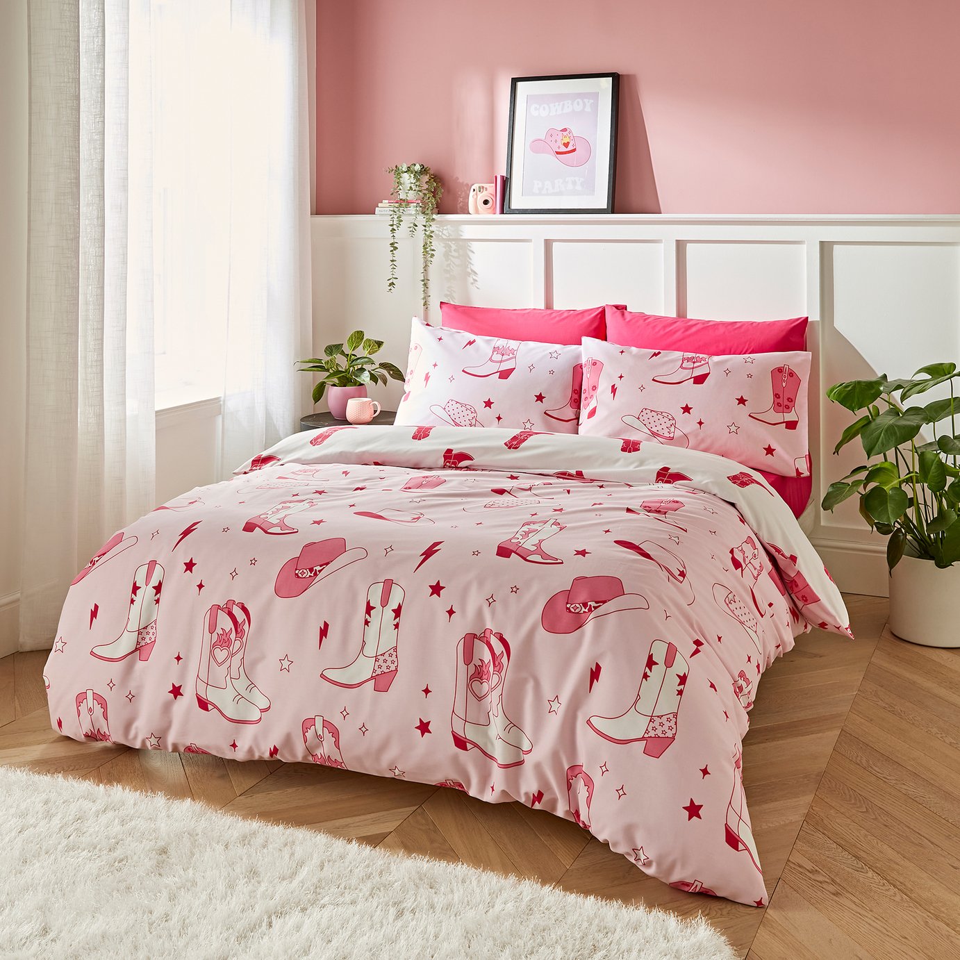 Sassy B Cowgirl Boots Pink Bedding Set - Double