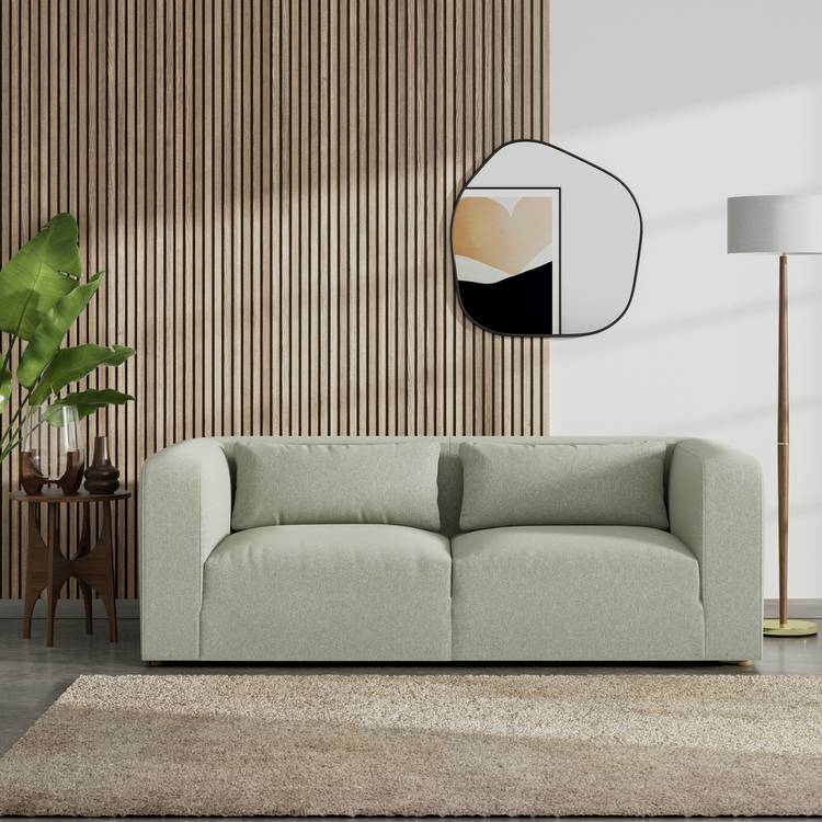 Habitat Lars Fabric 3 Seater Sofa - Sage Green - Ash Leg 0
