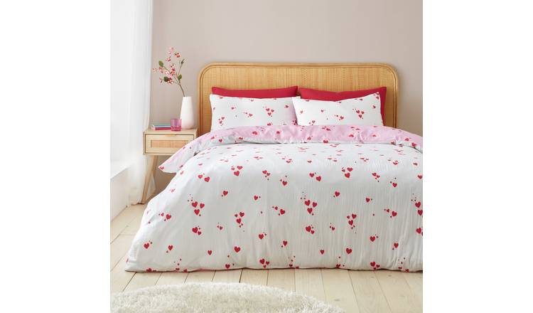 Catherine Lansfield Seersucker Heart Bedding Set - Double