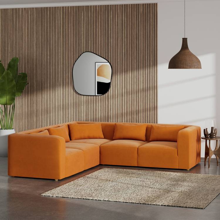 Habitat Lars Reversible Corner Sofa - Orange - Ash Leg 0