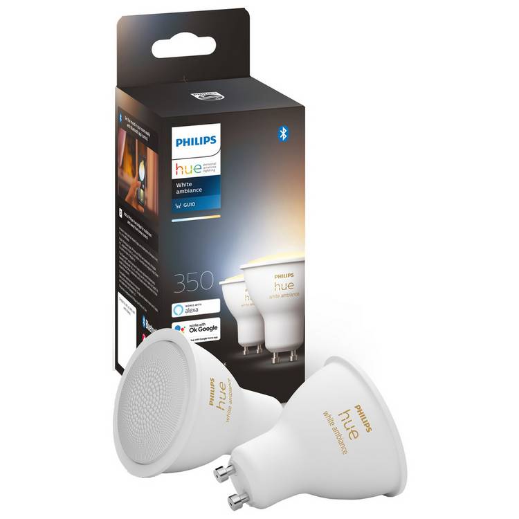 Philips Hue White GU10 5W Smart LED Bulbs - 2 Pack 0