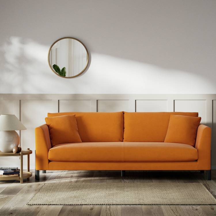 Habitat Aston Fabric 4 Seater Sofa - Orange - Black Leg 0