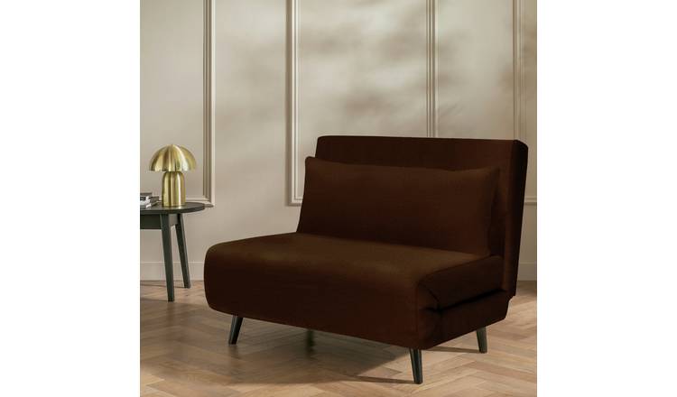 Habitat Roma Small Double Velvet Chairbed - Chocolate