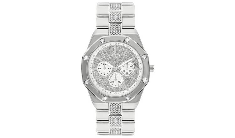 Spirit Ladies Silver Tone Stone Set Bracelet Watch