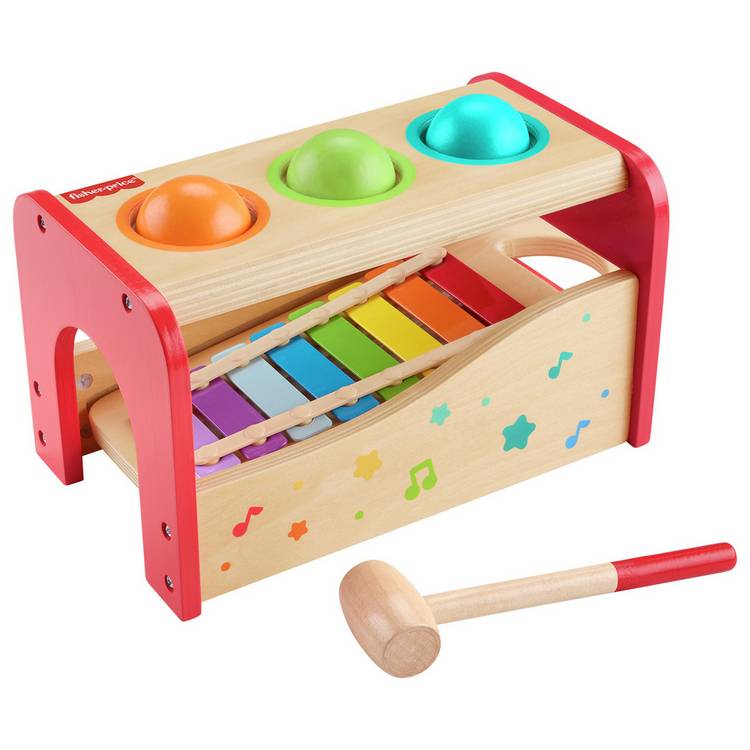 Fisher-Price wooden Pound & Tap Bench & Xylophone music toy 0
