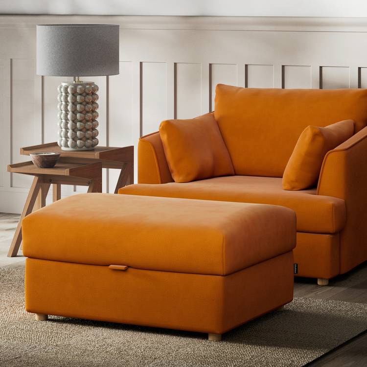 Habitat Holmfirth Fabric Footstool - Orange 0