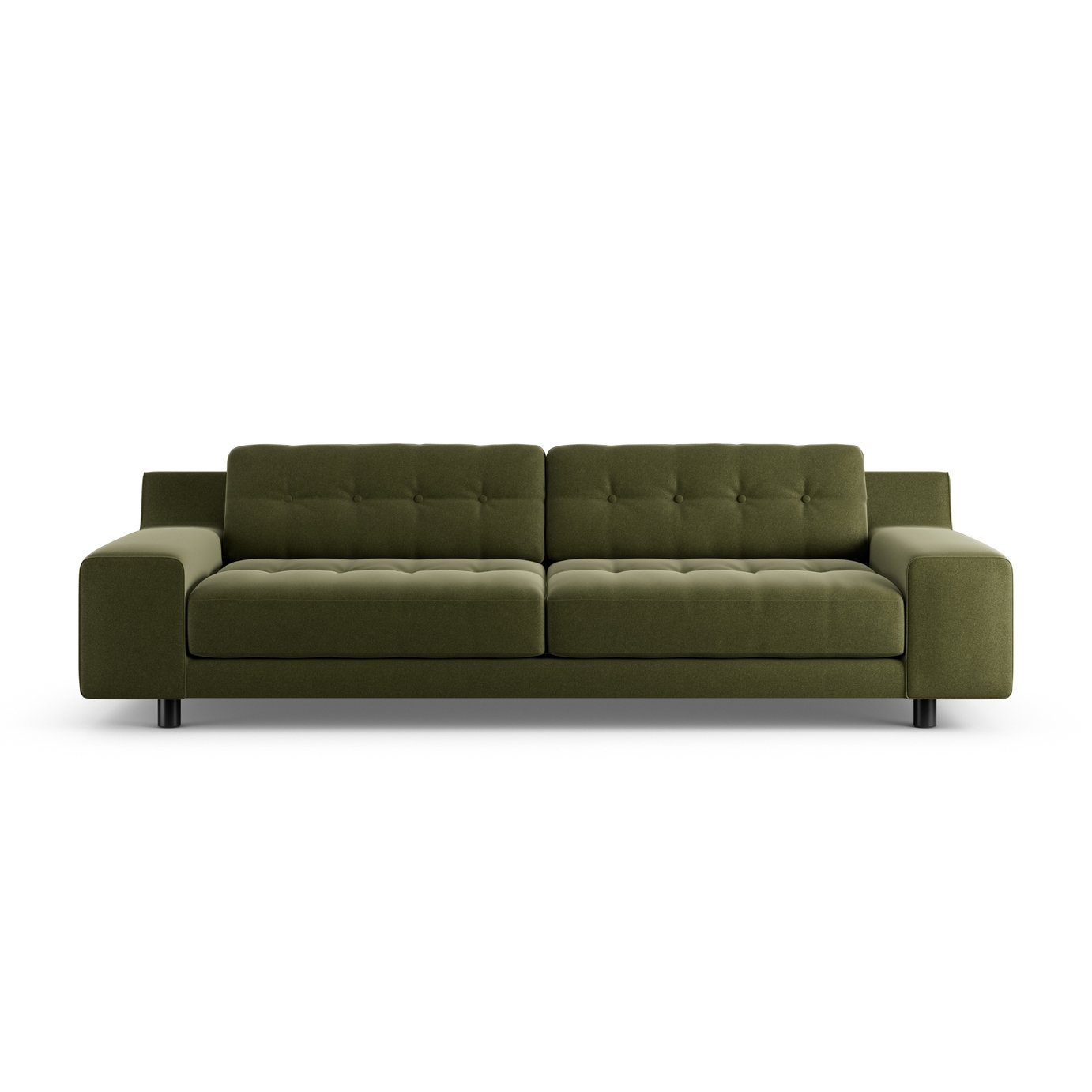 Habitat Hendricks Velvet 4 Seater Sofa - Green - Black Leg