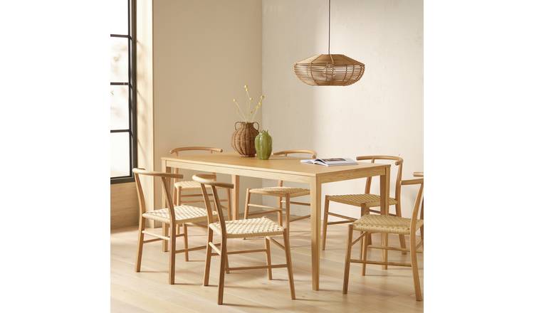 Habitat Garcia Extending Oak Dining Table & 6 Oak Chairs