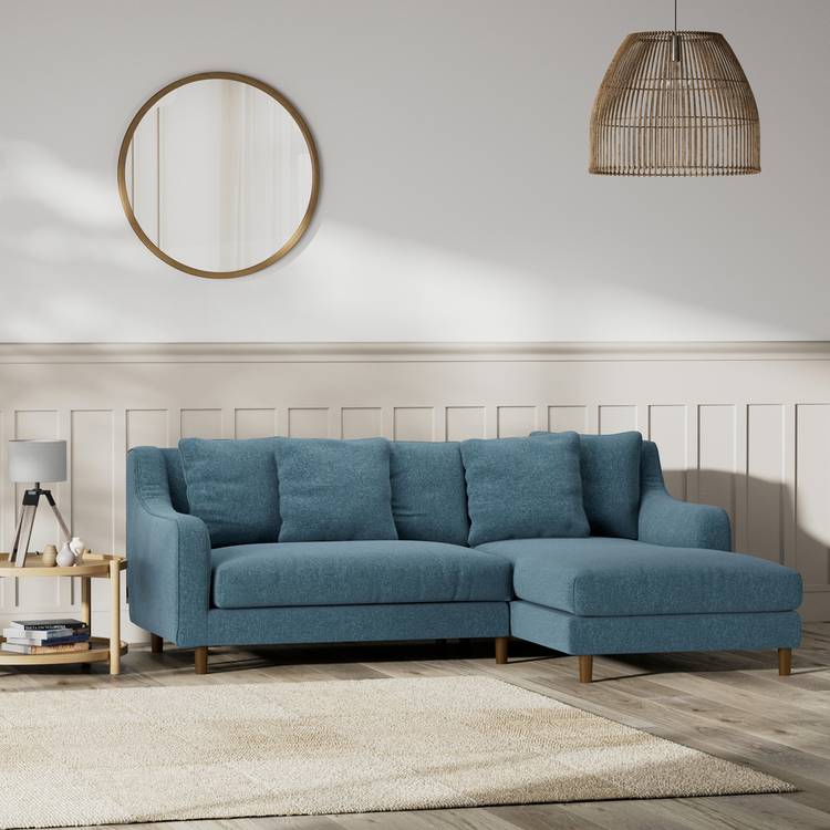 Habitat Swift Right Hand Corner Sofa - Blue - Dark Leg 0