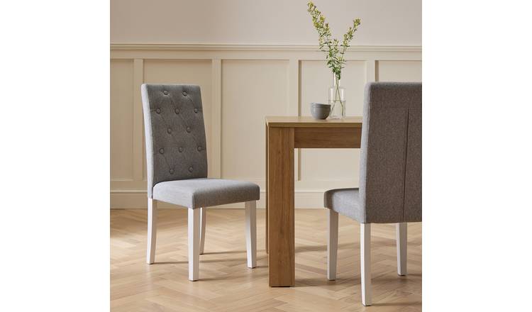 Argos Home Pair of Tweed Fabric Dining Chairs - Grey