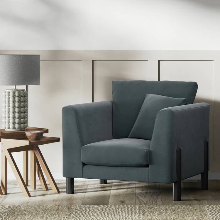 Habitat Aston Fabric Armchair - Charcoal - Black Leg 0