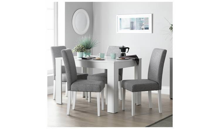 Argos Home Pair of Tweed Fabric Dining Chairs - Grey