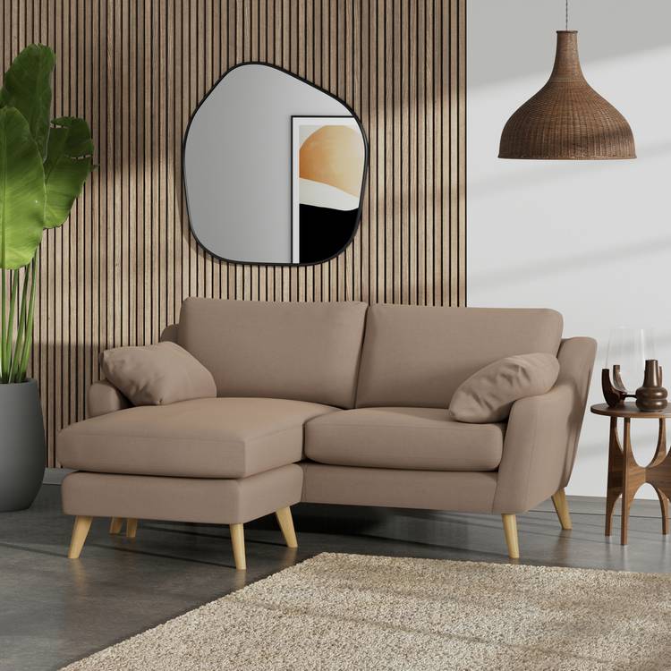 Habitat Ivor Left Hand Corner Sofa - Biscuit - Ash Leg 0