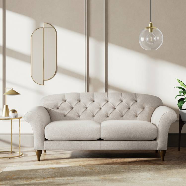 Habitat Brooker Fabric 3 Seater Sofa - Natural - Dark Leg 0