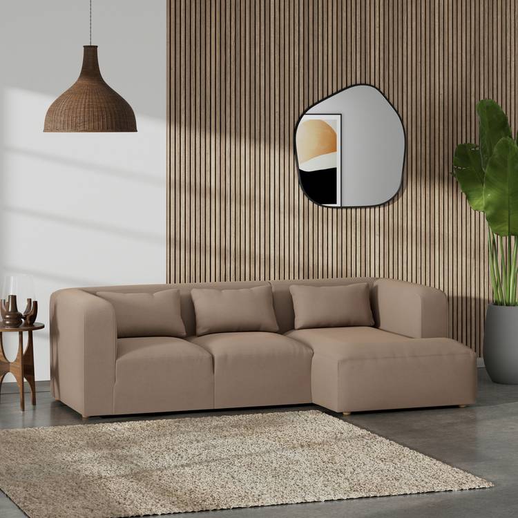 Habitat Lars Right Hand Corner Sofa - Biscuit - Ash Leg 0