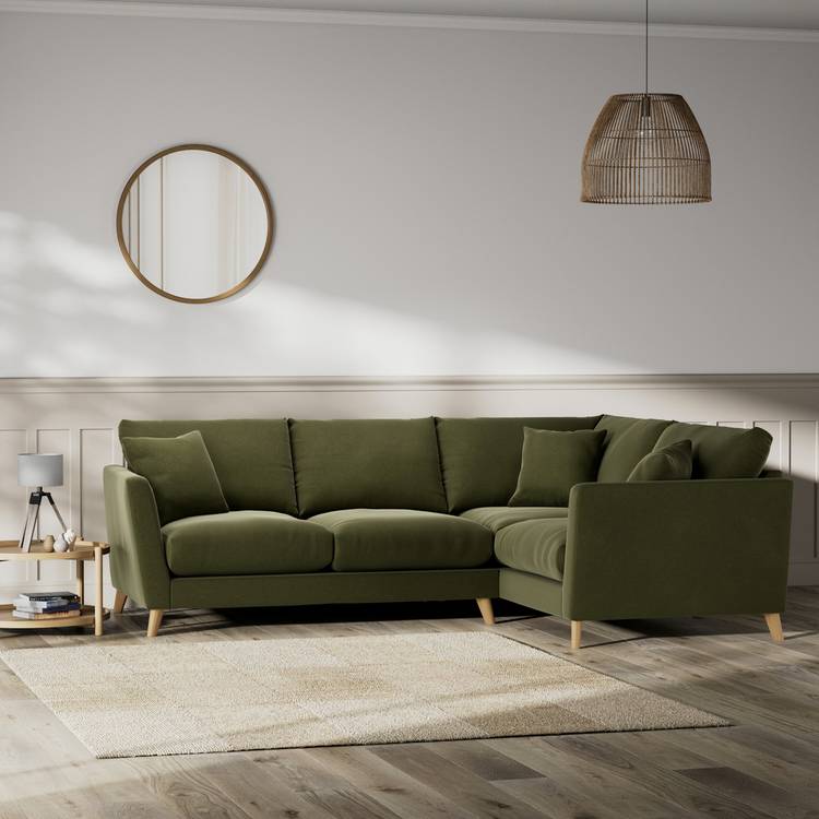 Habitat Lomond Right Hand Corner Sofa - Moss Green - Ash Leg 0