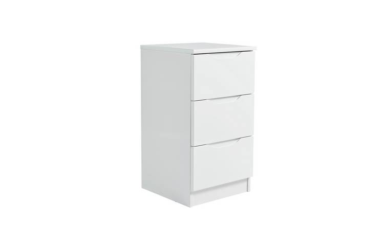 3 drawer high gloss bedside deals table