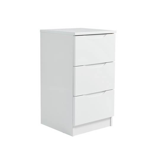 Buy Legato 3 Drawer Bedside Table White Gloss Bedside Tables