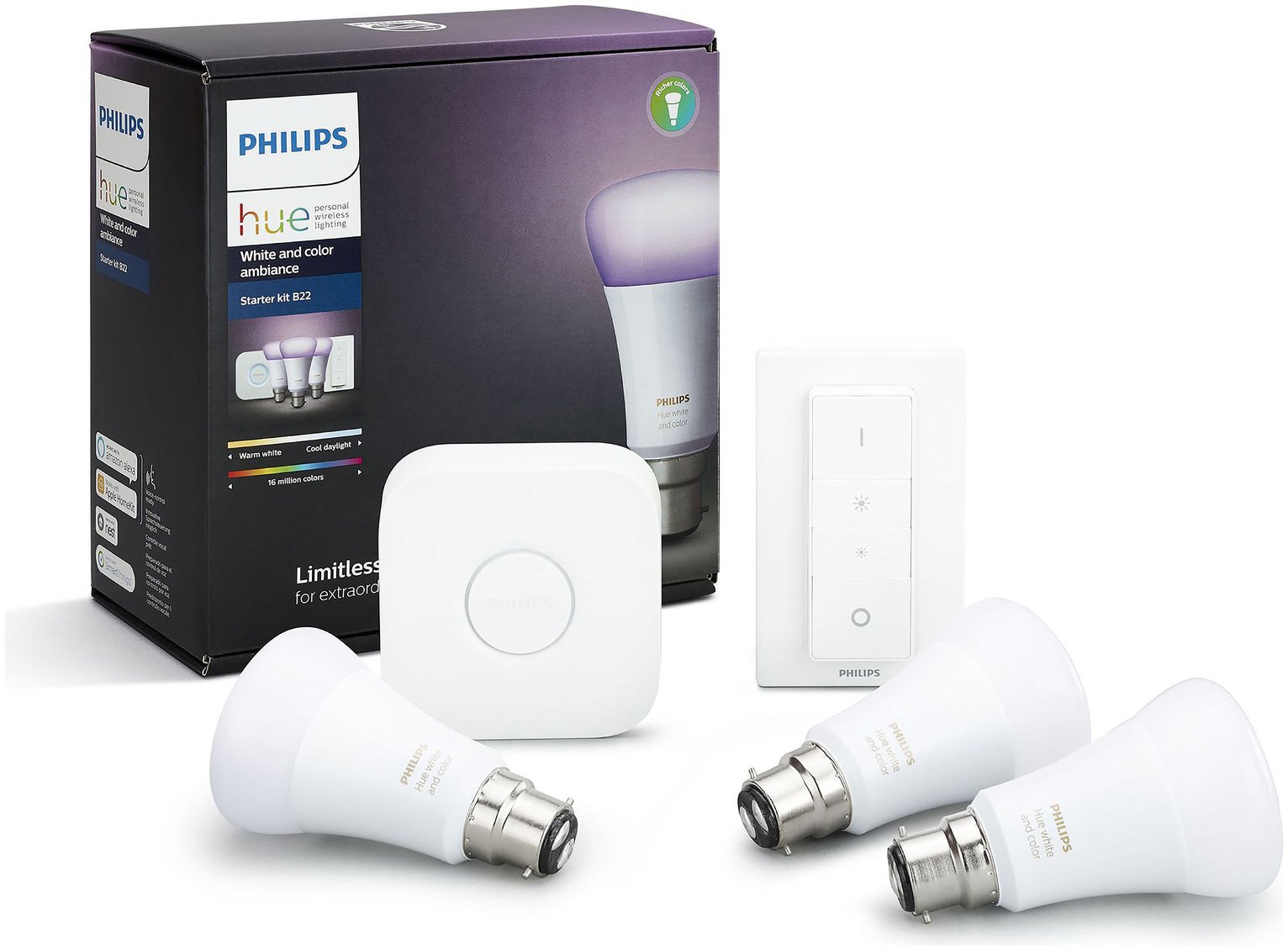 Philips Hue White and Colour Ambience B22 Starter Kit