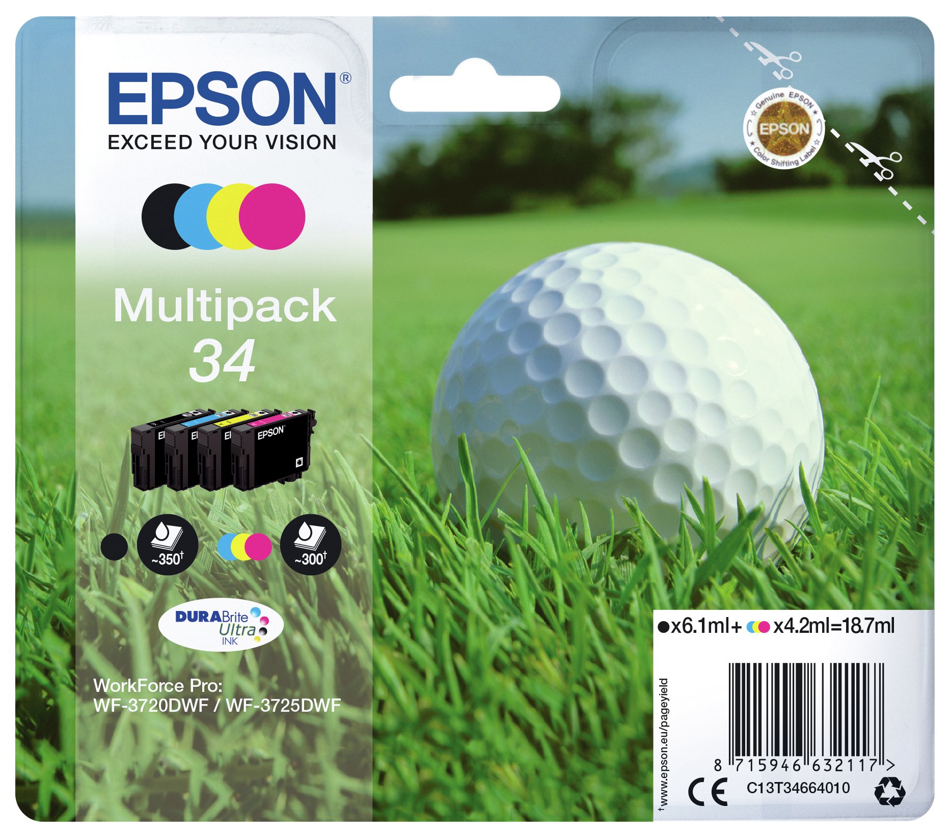 Epson Golf Ball 34 Ink Cartridges - Black & Colour