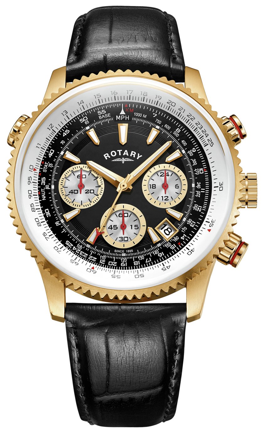 Mens rotary clearance pilot chronograph watch