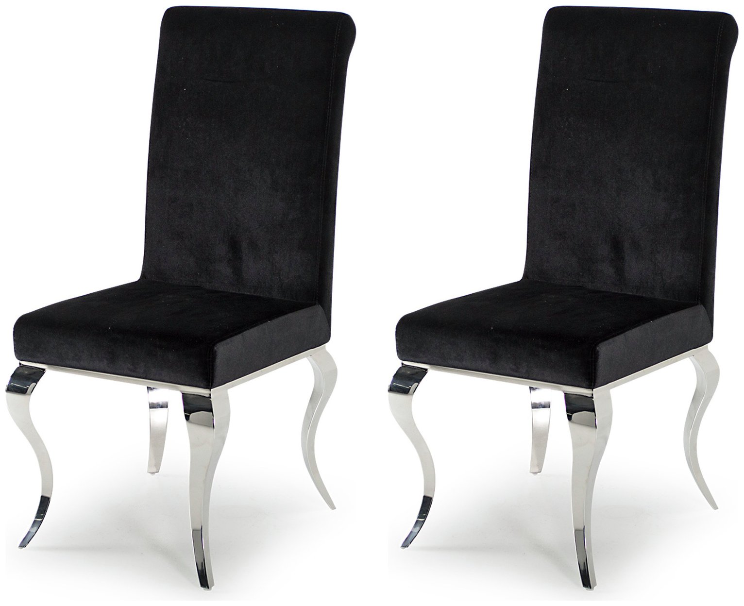 Furnoko Louis Pair of Fabric Dining Chairs - Black