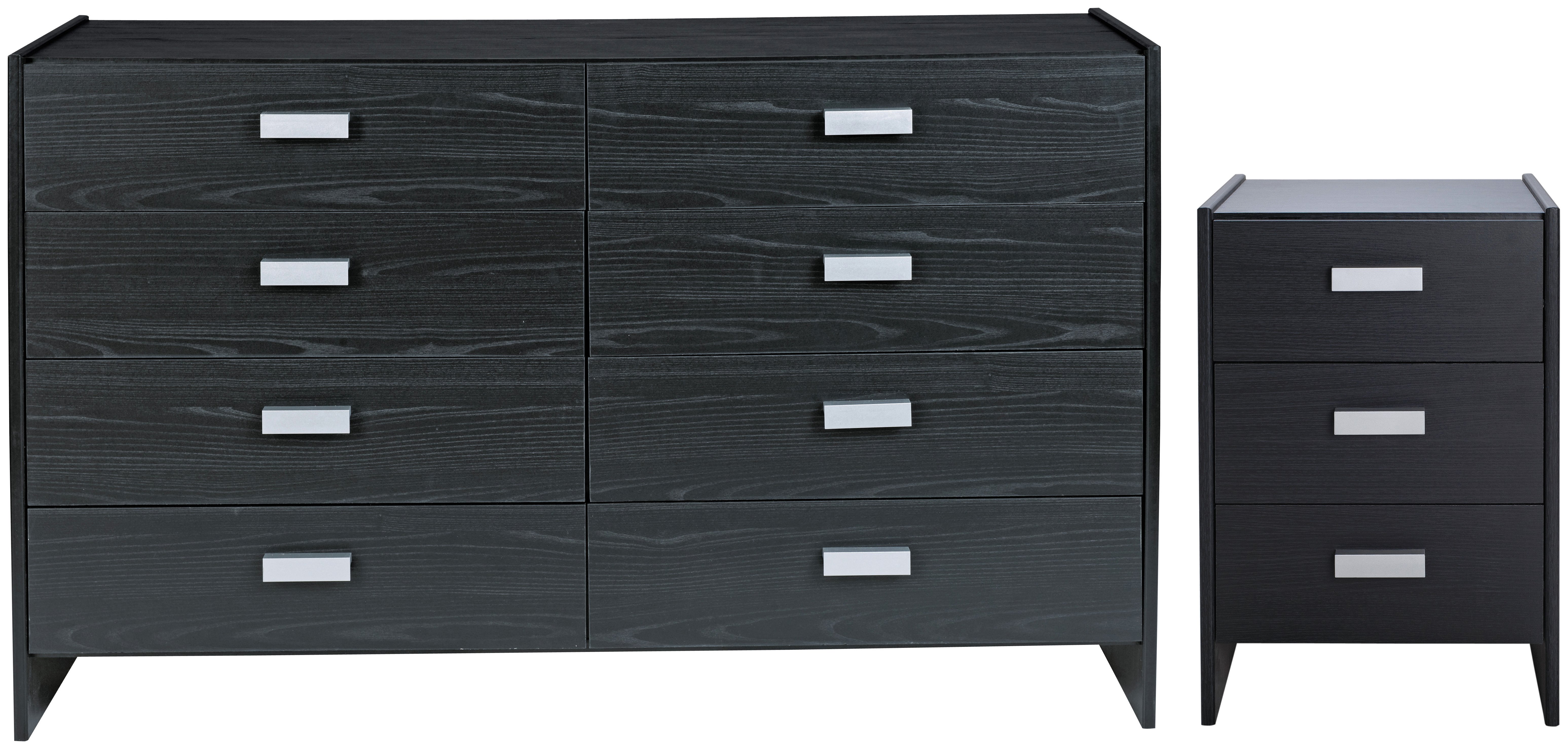 Argos Home Capella Bedside & 4+4 Drawer Chest Set - Black